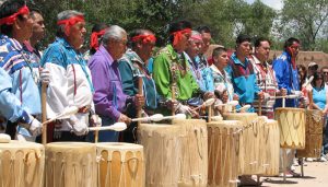 Native American drummers at feast day.
